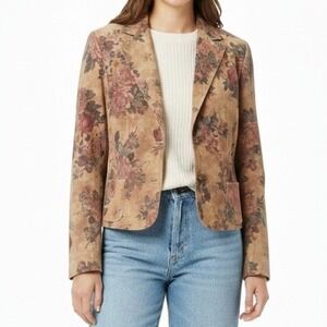 Provance D'amour Floral Print Blazer Jacket Vintage Style Neutral Academia Chic